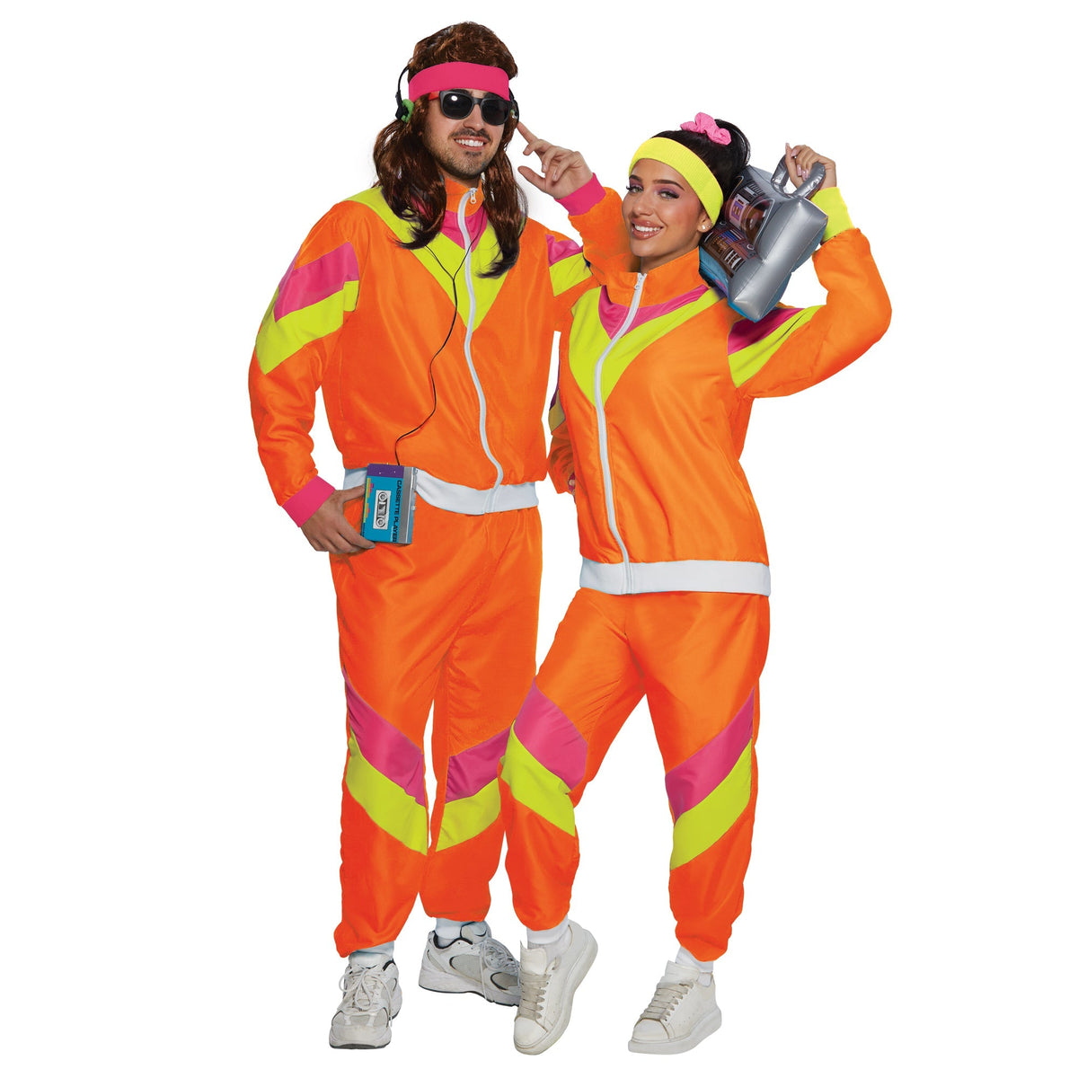 80s Costume for Adults, Orange Vest and Pants