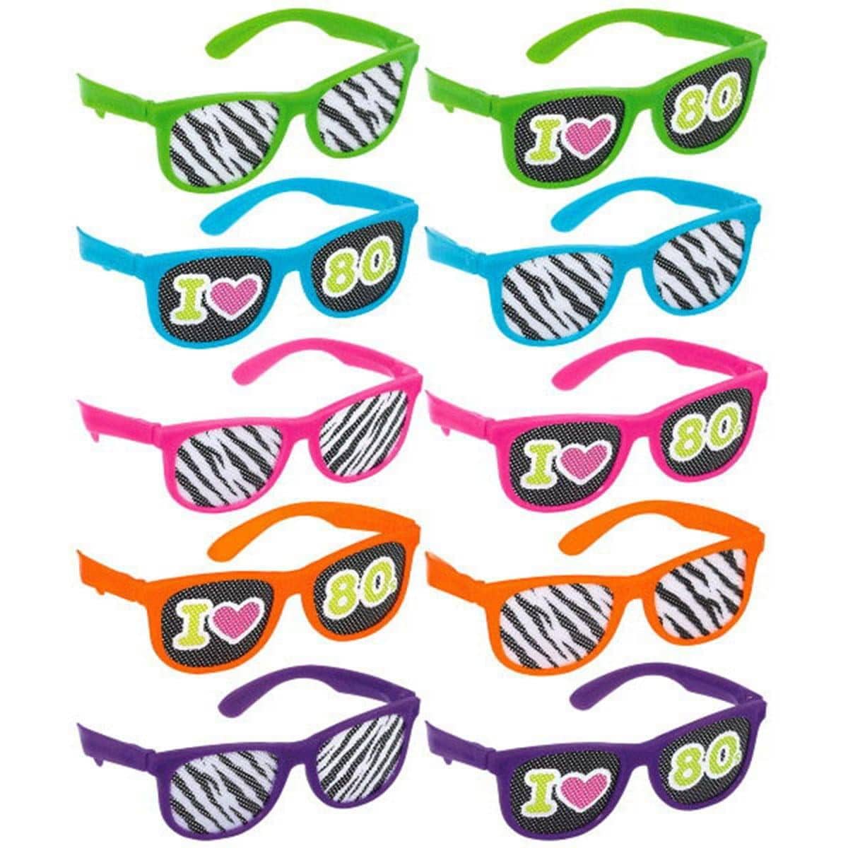 Buy Costume Accessories 80's glasses, 10 per package sold at Party Expert