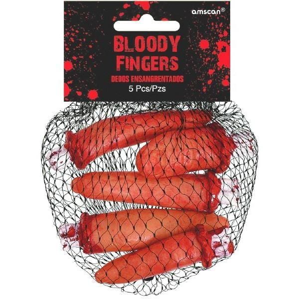 Buy Halloween Plastic bloody fingers, 5 per package sold at Party Expert