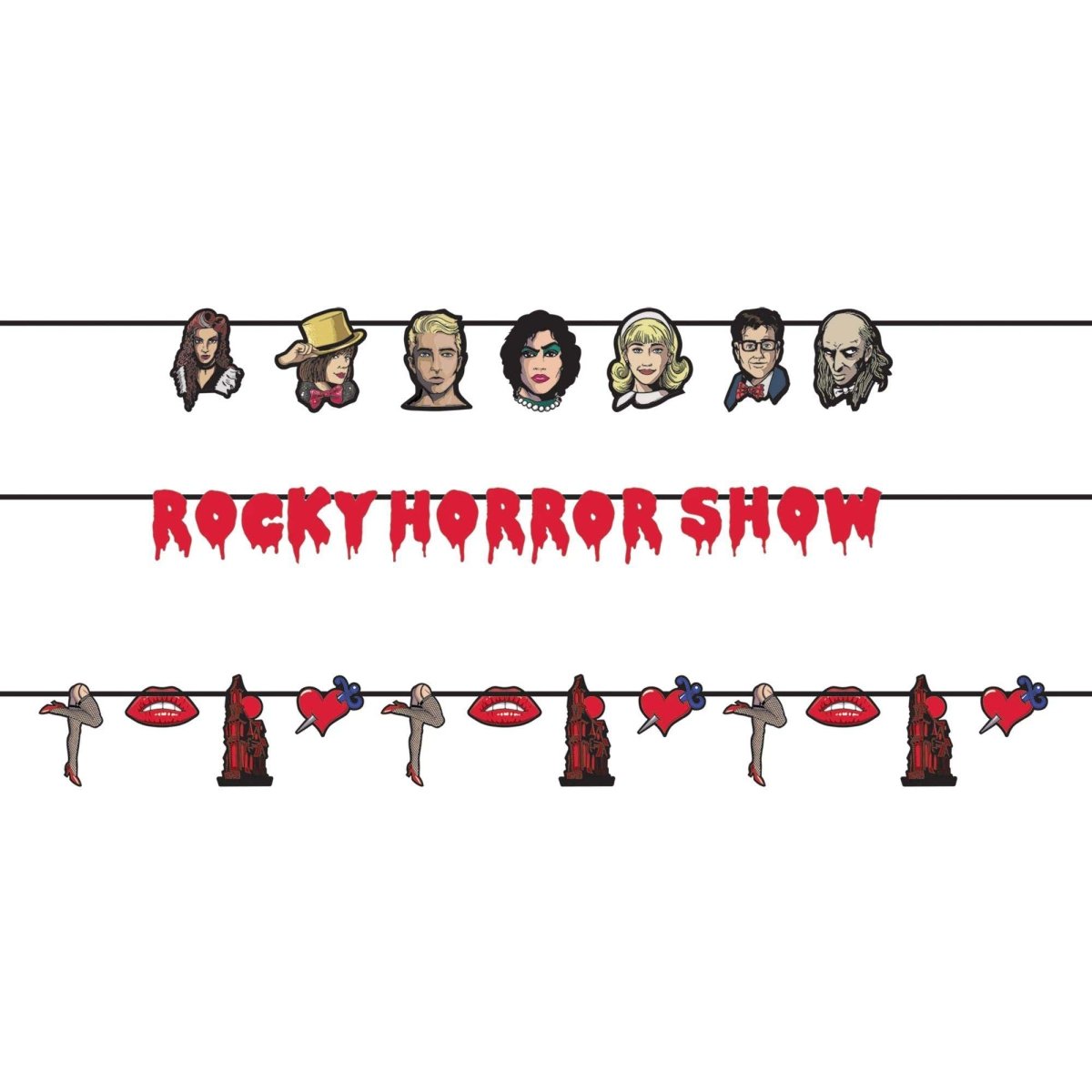 AMSCAN CA Halloween Rocky Horror Show Paper Banner Kit, 144 Inches, 3 Count 192937449875