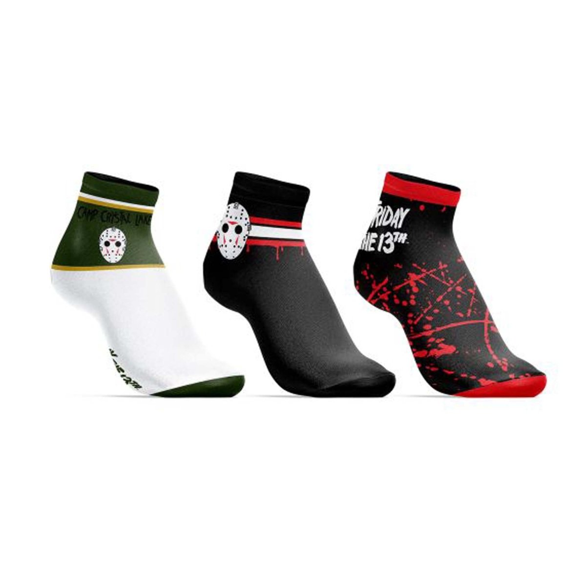 BIOWORLD Costume Accessories Friday the 13th Jason Quarter Socks for Adult, 3 Pairs 197394979293