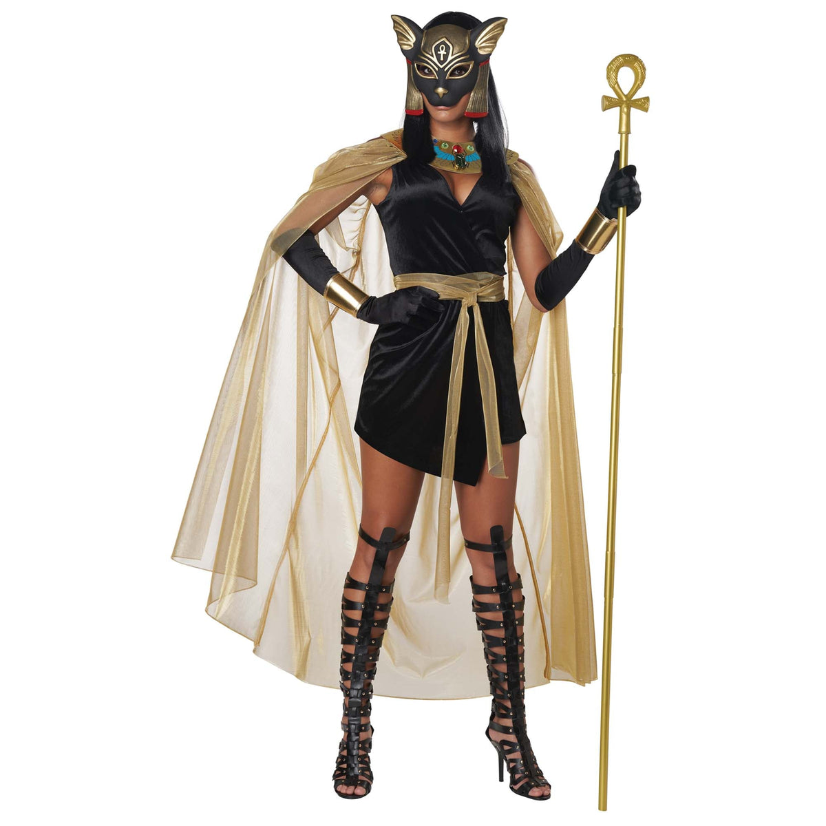 CALIFORNIA COSTUMES Costumes Feline Egyptian Goddess Costume for Adults, Black Dress