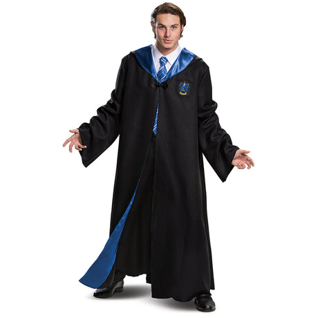 DISGUISE (TOY-SPORT) Costumes Harry Potter Ravenclaw Deluxe Robe Costume for Adults, Black and Blue Satin Robe