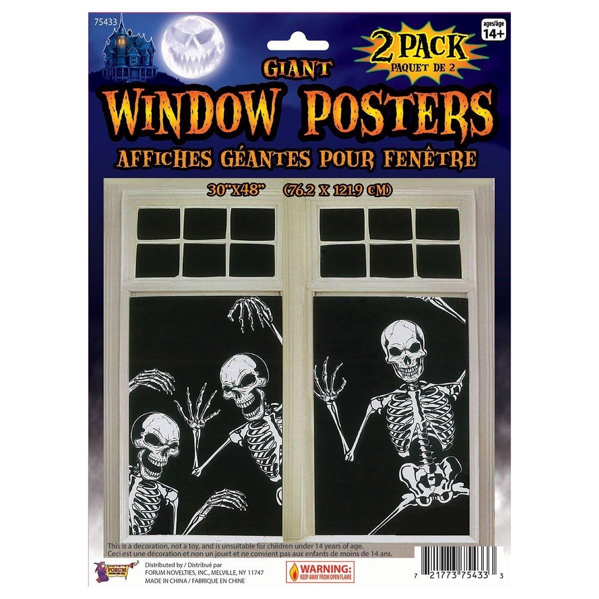 Buy Halloween Giant skeleton window decorations, 2 per package sold at Party Expert