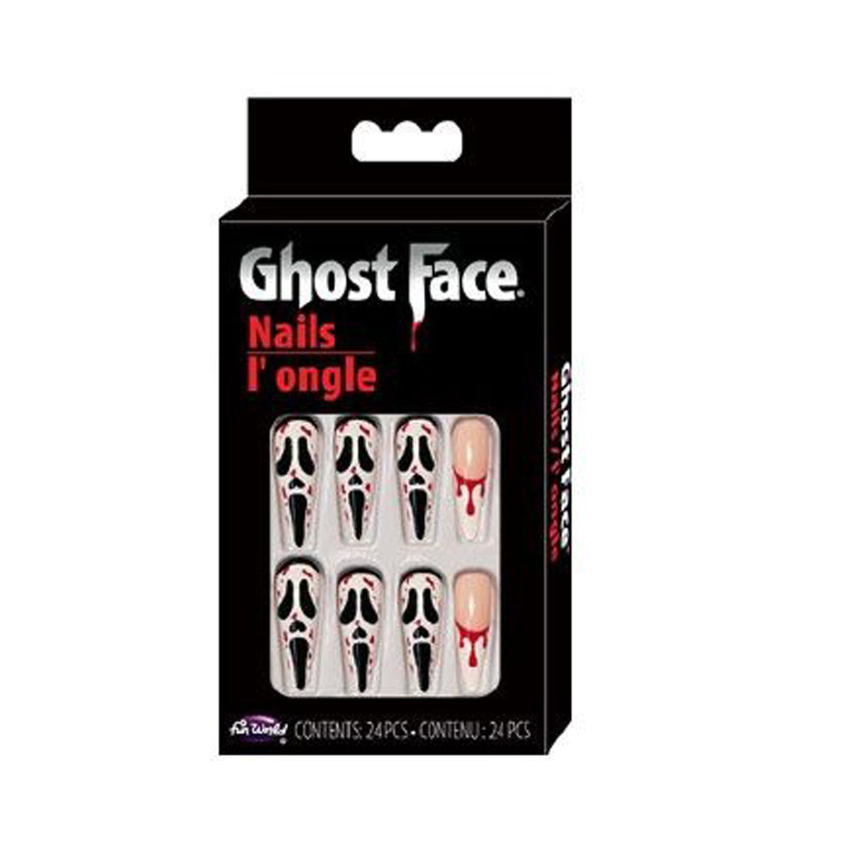 FUN WORLD Costume Accessories Ghost Face Blood Splatter Nails, Scream, 24 Count 023168129550
