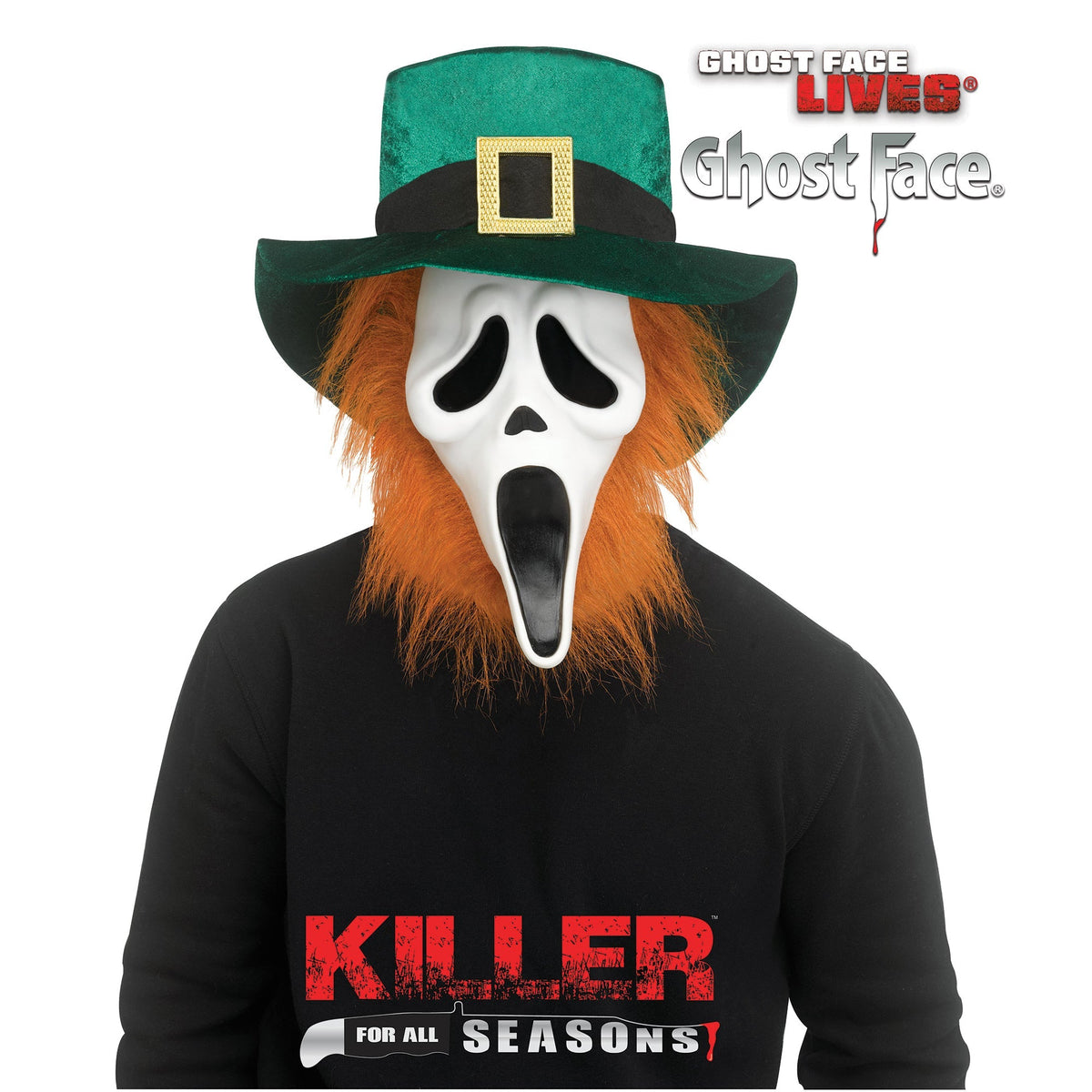 FUN WORLD Costume Accessories Ghost Face Leprechaun Mask for Adults, Scream 071765162623