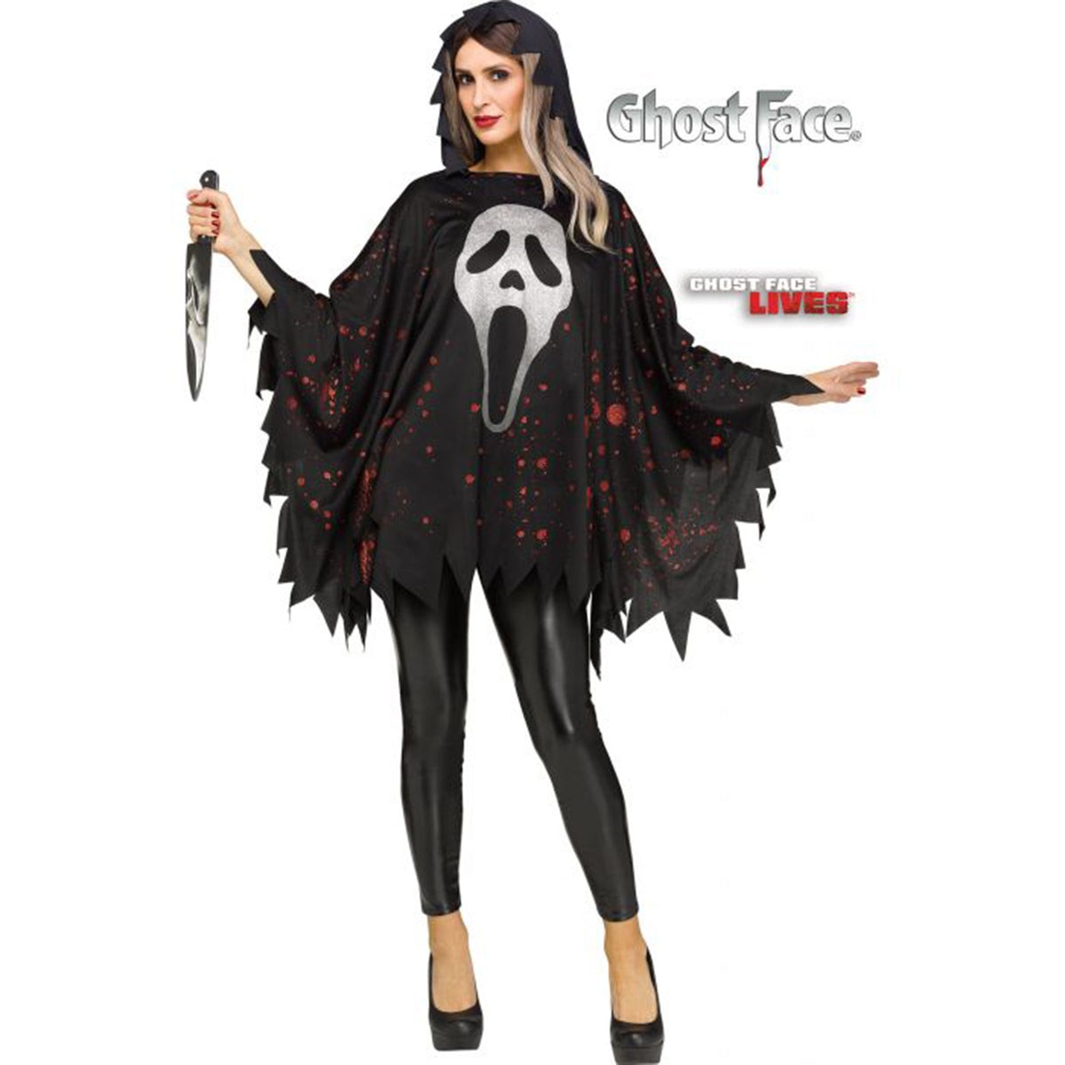 FUN WORLD Costume Accessories Scream Ghostface Glittering Poncho for Adults 071765136624