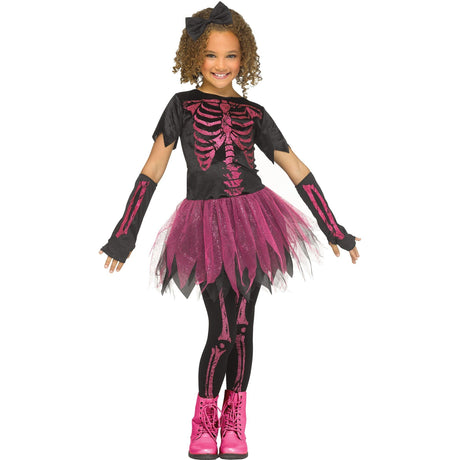 FUN WORLD Costumes Skele-Witch Costume for Kids, Pink Dress