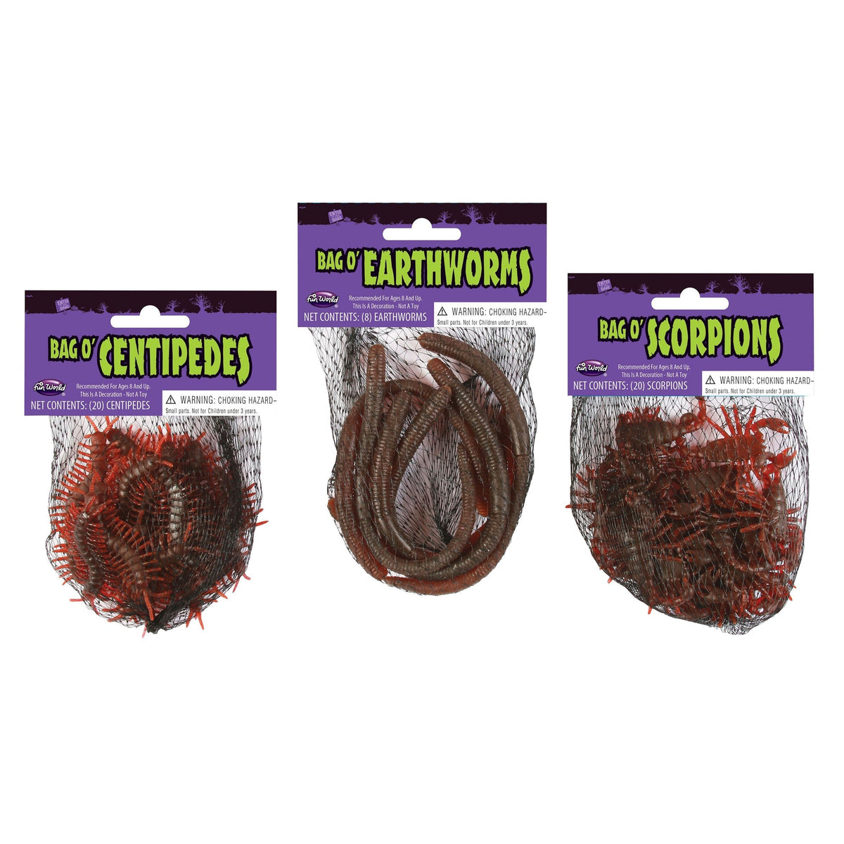 FUN WORLD Halloween Bags-O-Bugs, Assortment, 1 Count 71765107228