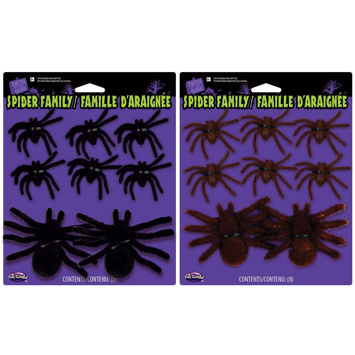 FUN WORLD Halloween Fuzzy Spider Family, Assortment, 1 Count 71765072137