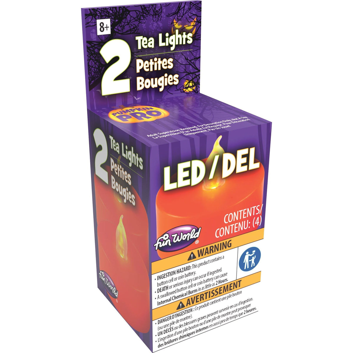 FUN WORLD Halloween LED Pumpkin Teat Lights, 2 Count 71765159418