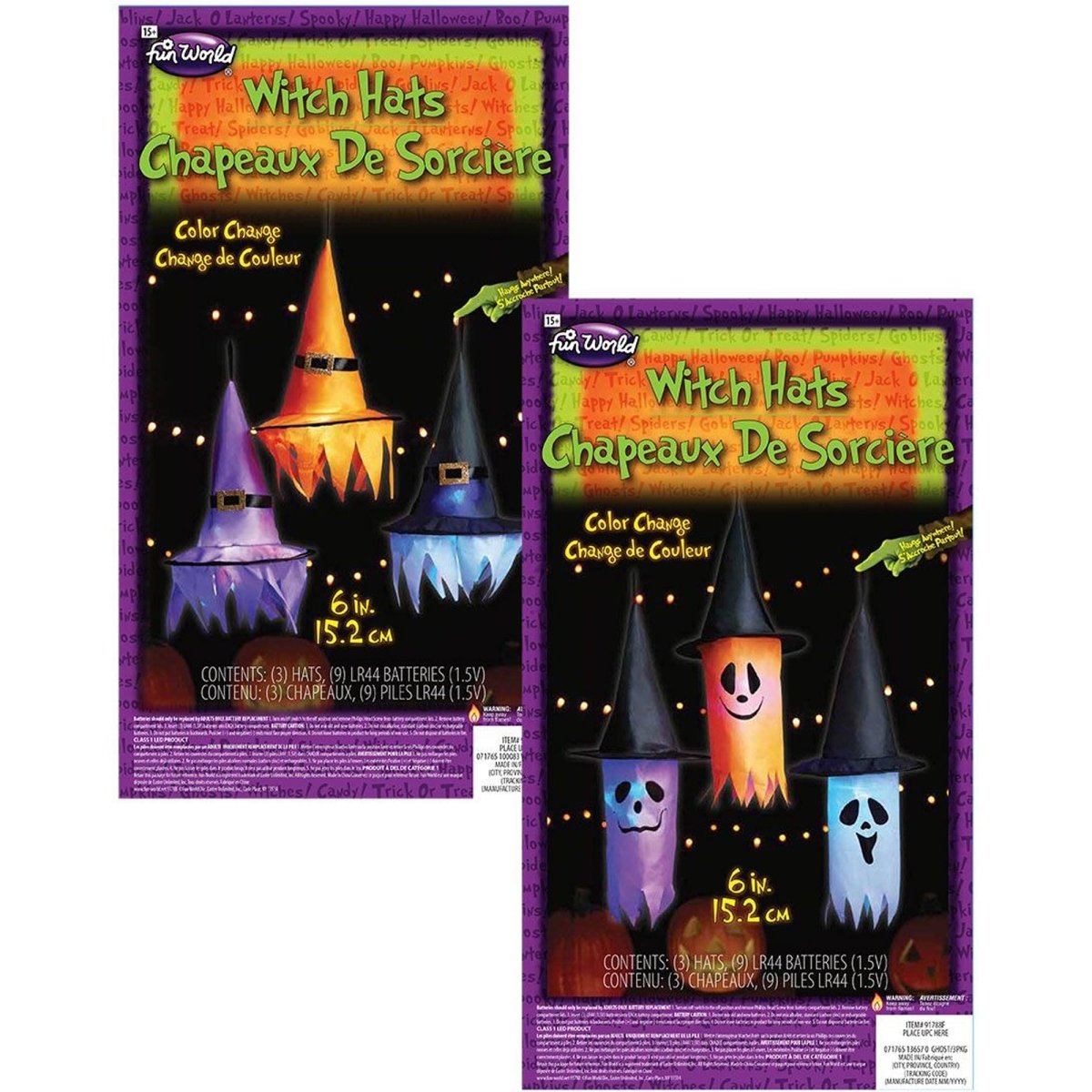 FUN WORLD Lights/special Fx Light-Up Decorative Witch Hat, Assortment, 1 Count 71765136570