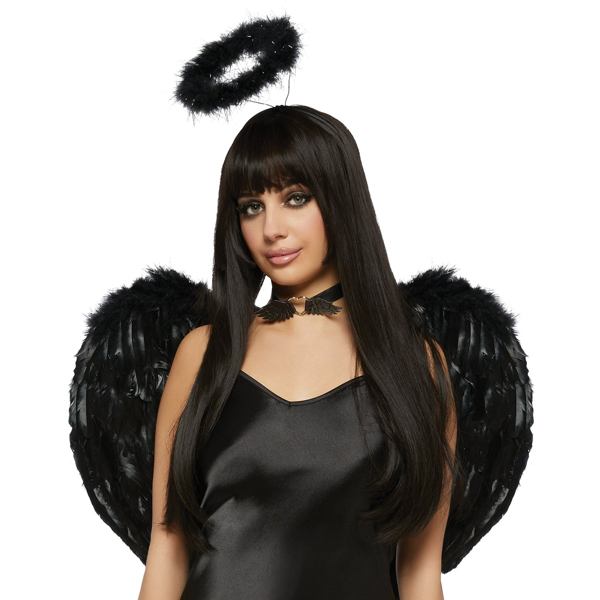 Hangzhou Youzhou import & Export Co. Costumes Accessories Black Feather Kit for Adults, Wings and Halo