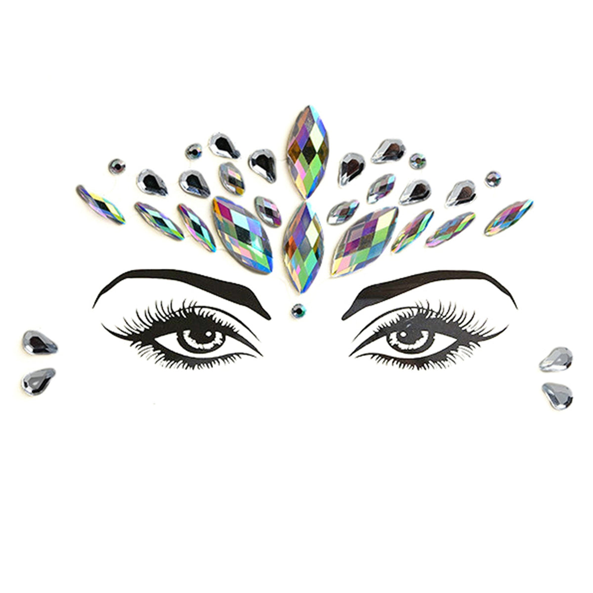 HONGFAN Costume Accessories Angel Iridescent Face Art Crystal Stickers 810077657164