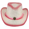 BUY4STORE Costume Accessories White and Pink Paper Straw Cowboy Hat for Kids