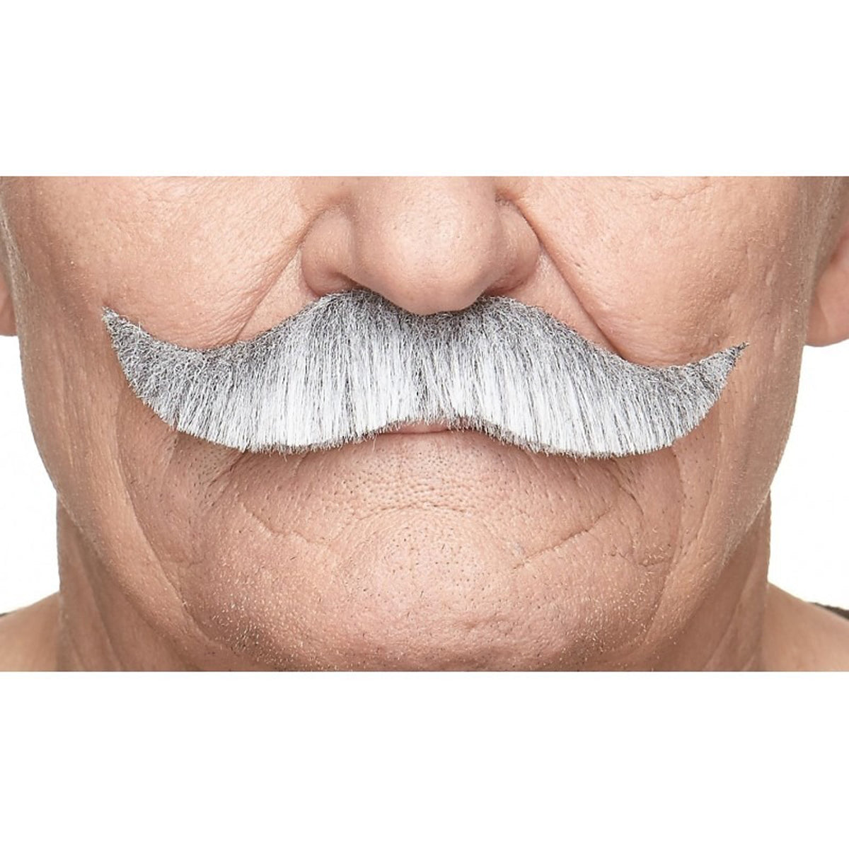 MUSTACHES Costume Accessories Grey and White Handlebar Mustache, 1 Count 4779037232437