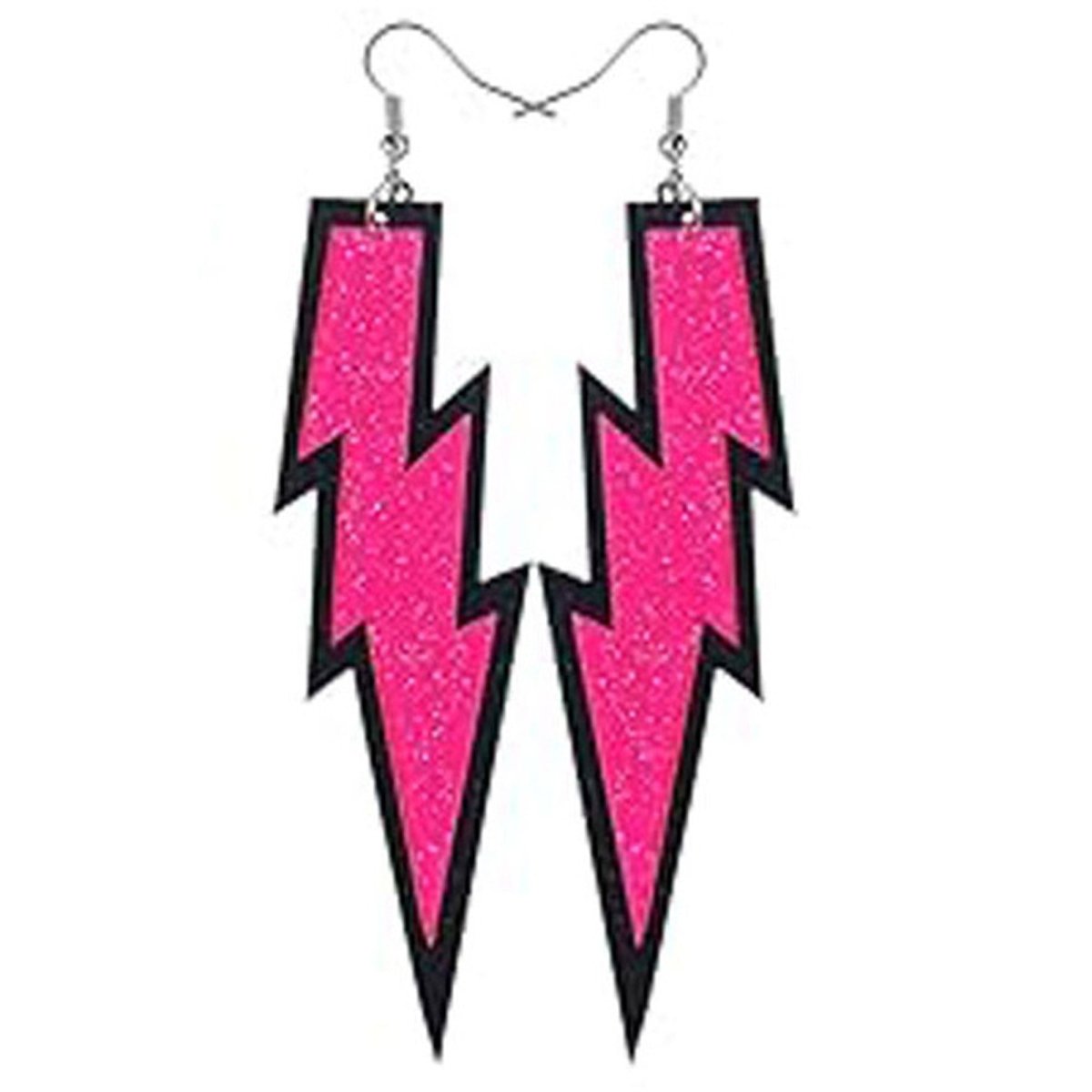 NINGBO NIKO IMP & EXP CO., LTD. Costume Accessories Neon Pink Lightning Bolt Earrings, 2 Count 840482504531
