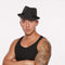 Buy Costume Accessories Black fedora hat with white stripes for adults sold at Party Expert