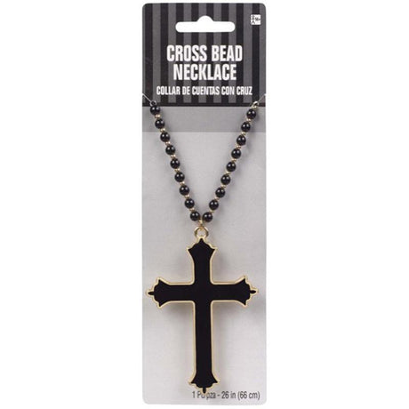 Buy Costume Accessories Black beaded cross necklace sold at Party Expert