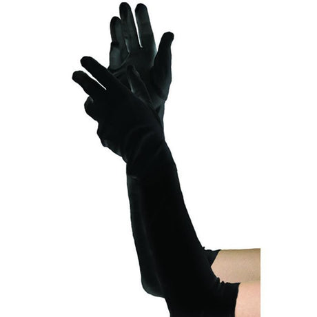 Buy Costume Accessories Black long velvet gloves for adults sold at Party Expert