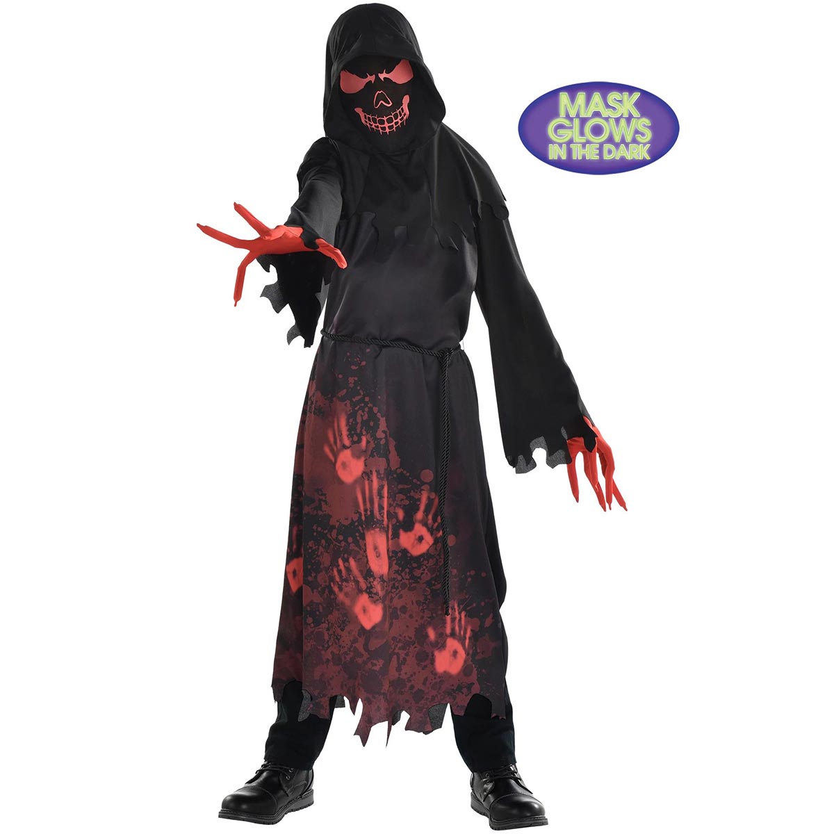 SUIT YOURSELF COSTUME CO. Costumes Hooded Horror Costume for Kids, Printed Robe with Glow-in-Dark Mask