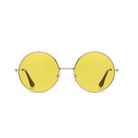 Taizhou Two Circles Trading Co. Ltd. Costume Accessories Yellow Hippie Round Glasses for Adults 810077658703