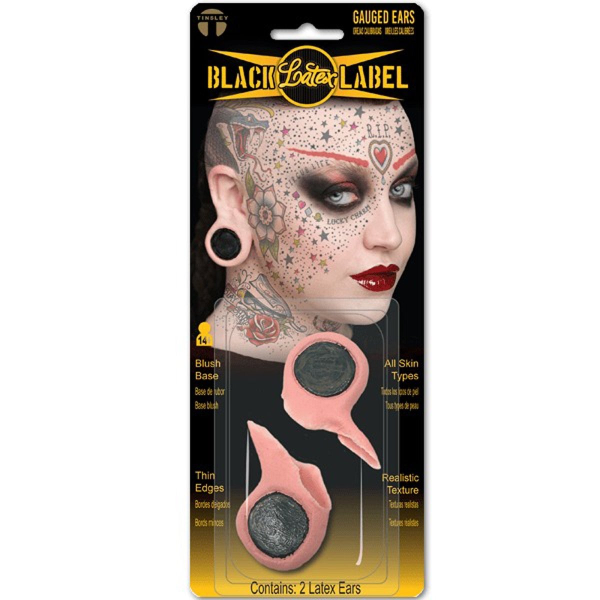 TINSLEY TRANSFERS INC Costume Accessories Latex FX Gauged Ears Prosthetics, 1 Count 813722023246