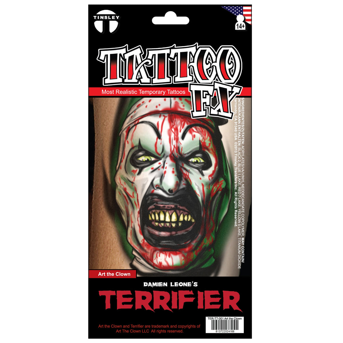 TINSLEY TRANSFERS INC Costume Accessories Terrifier Temporary Tattoo FX 813722024168