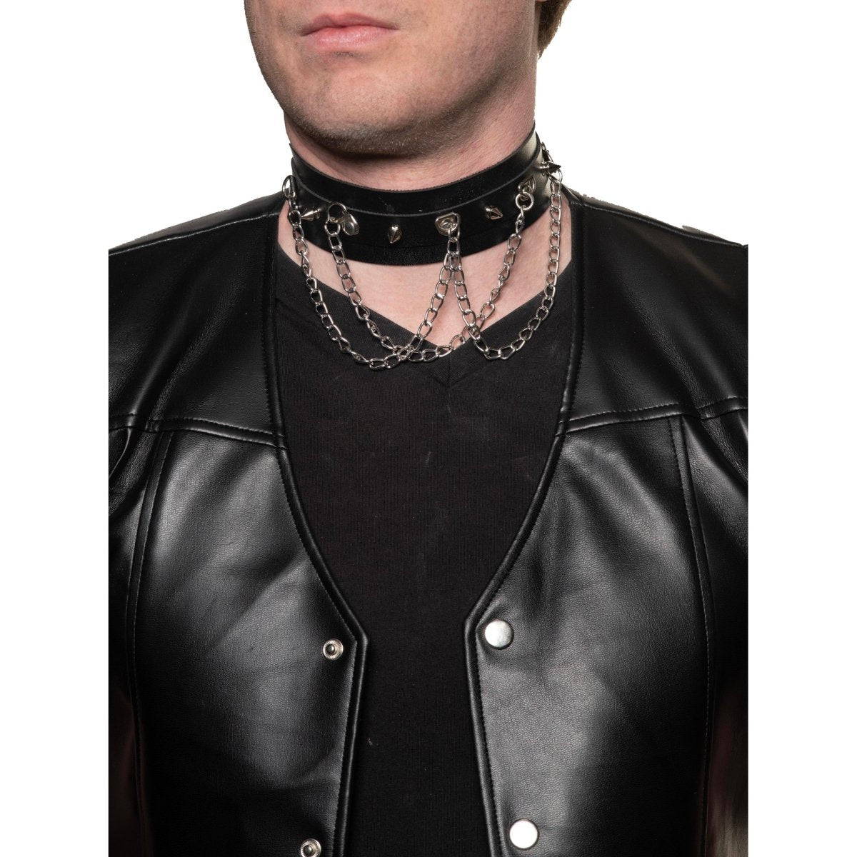 UNDERWRAPS Costume Accessories Punk Studded Choker With Chain for Adults 843248167223