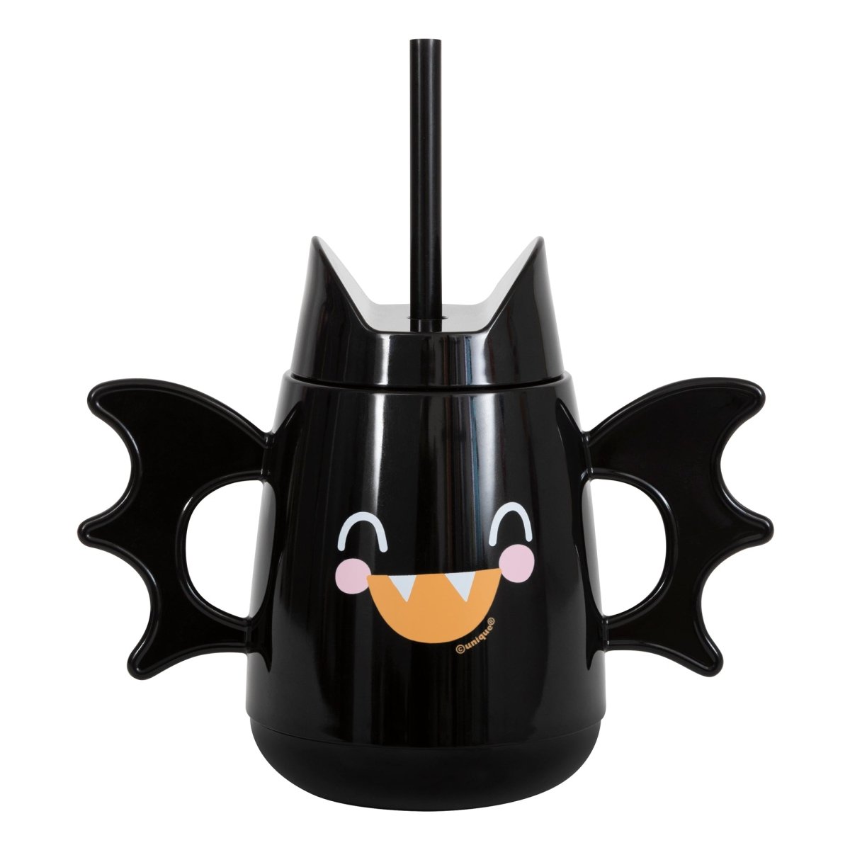 UNIQUE PARTY FAVORS Halloween Bat Shaped Tumbler with Lid and Straw, 1 Count 011179542307