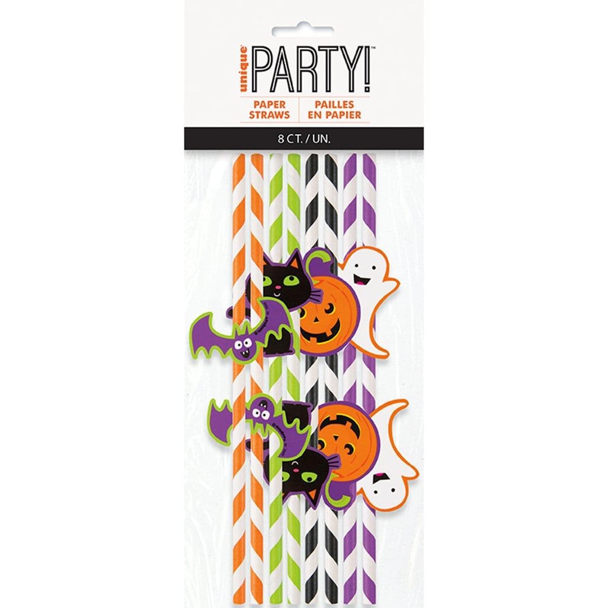 Buy Halloween Cat & Pumpkin Paper Straws, 8 per Package sold at Party Expert