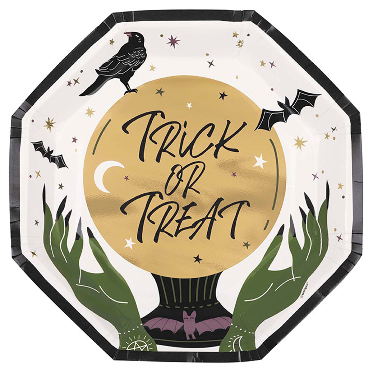 UNIQUE PARTY FAVORS Halloween Celestial Halloween Large Octagon Shaped Lunch Paper Plates, 9 Inches, 8 Count