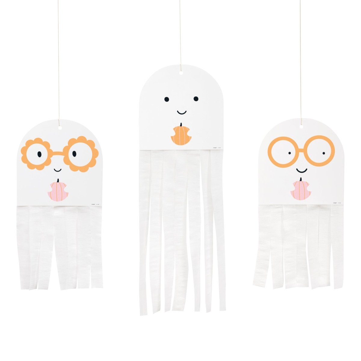 UNIQUE PARTY FAVORS Halloween Ghost Paper Hanging Decorations, 3 Count 011179542406