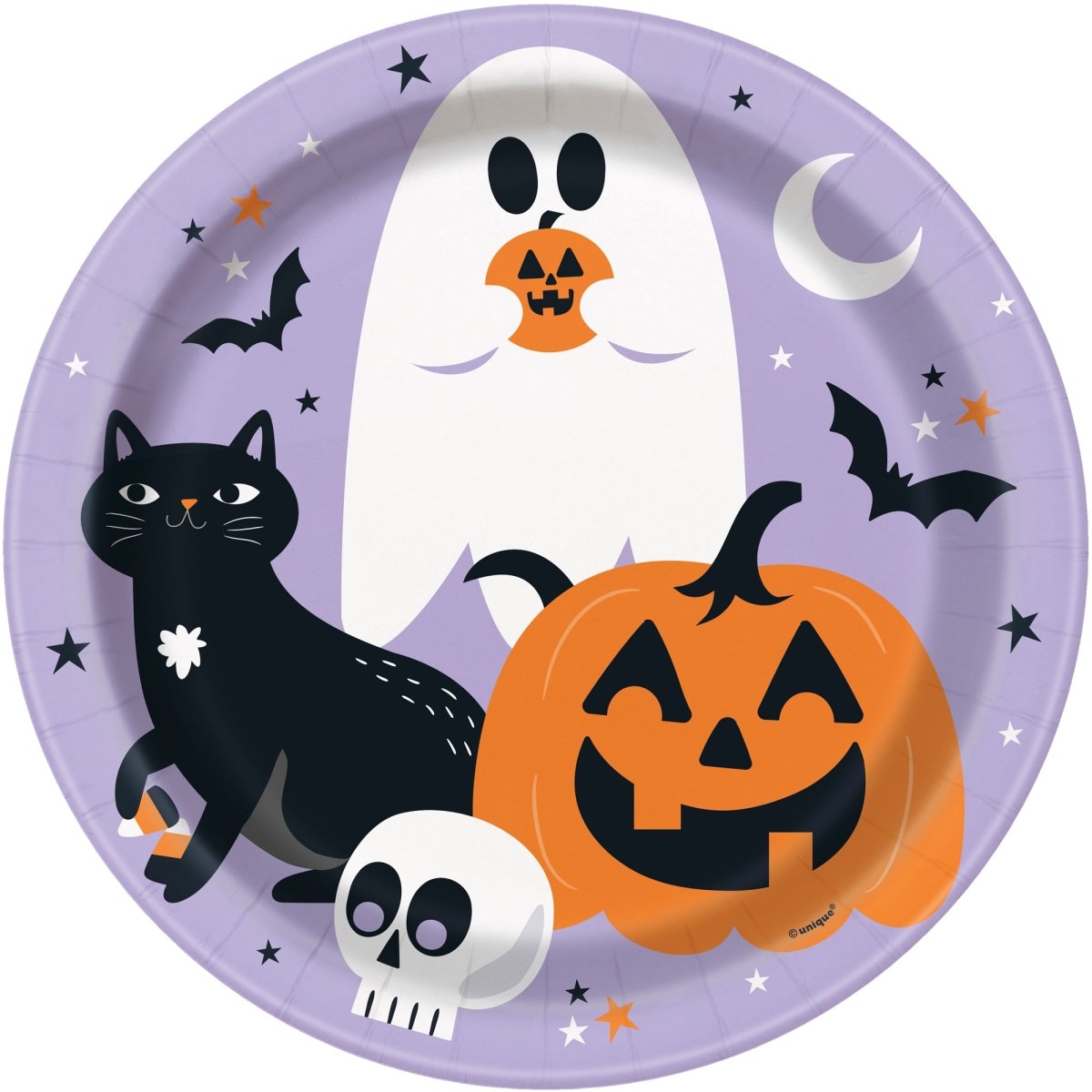 UNIQUE PARTY FAVORS Halloween Halloween Night Large Round Lunch Paper Plates, 9 Inches, 8 Count 011179543458