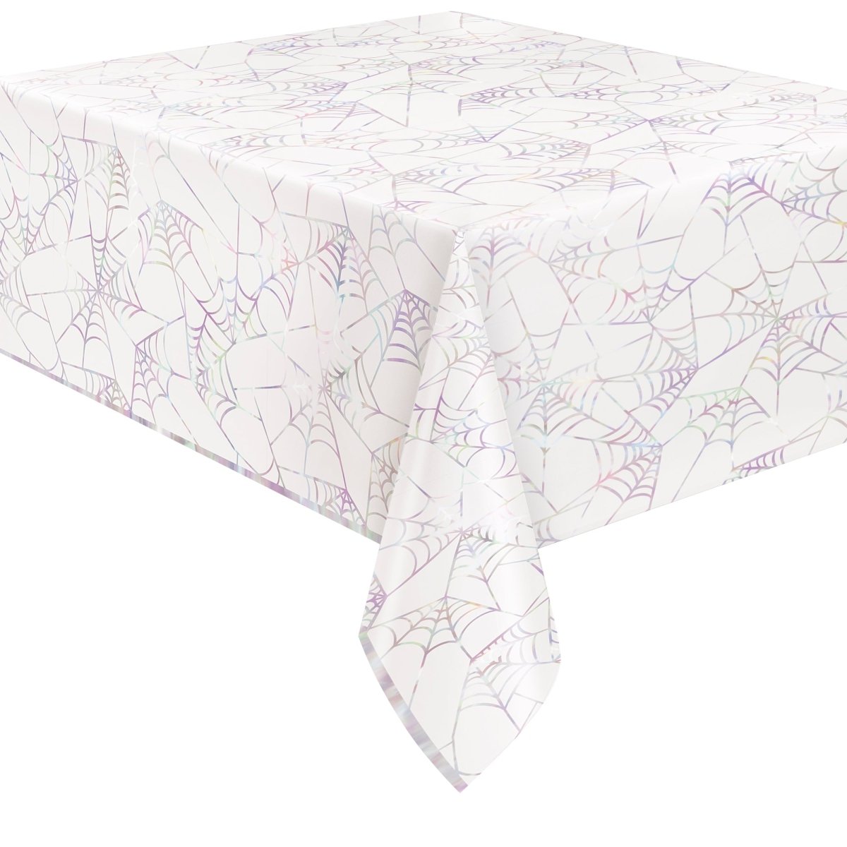 UNIQUE PARTY FAVORS Halloween Rectangular Foil Spider Web Table Cover, 54 x 84 Inches, 1 Count 011179542239