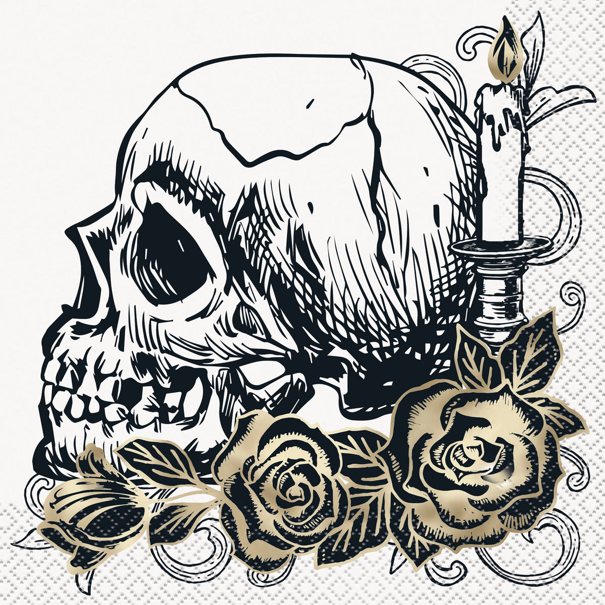 UNIQUE PARTY FAVORS Halloween Sketchy Skulls Large Lunch Napkins, 16 Count 011179542826