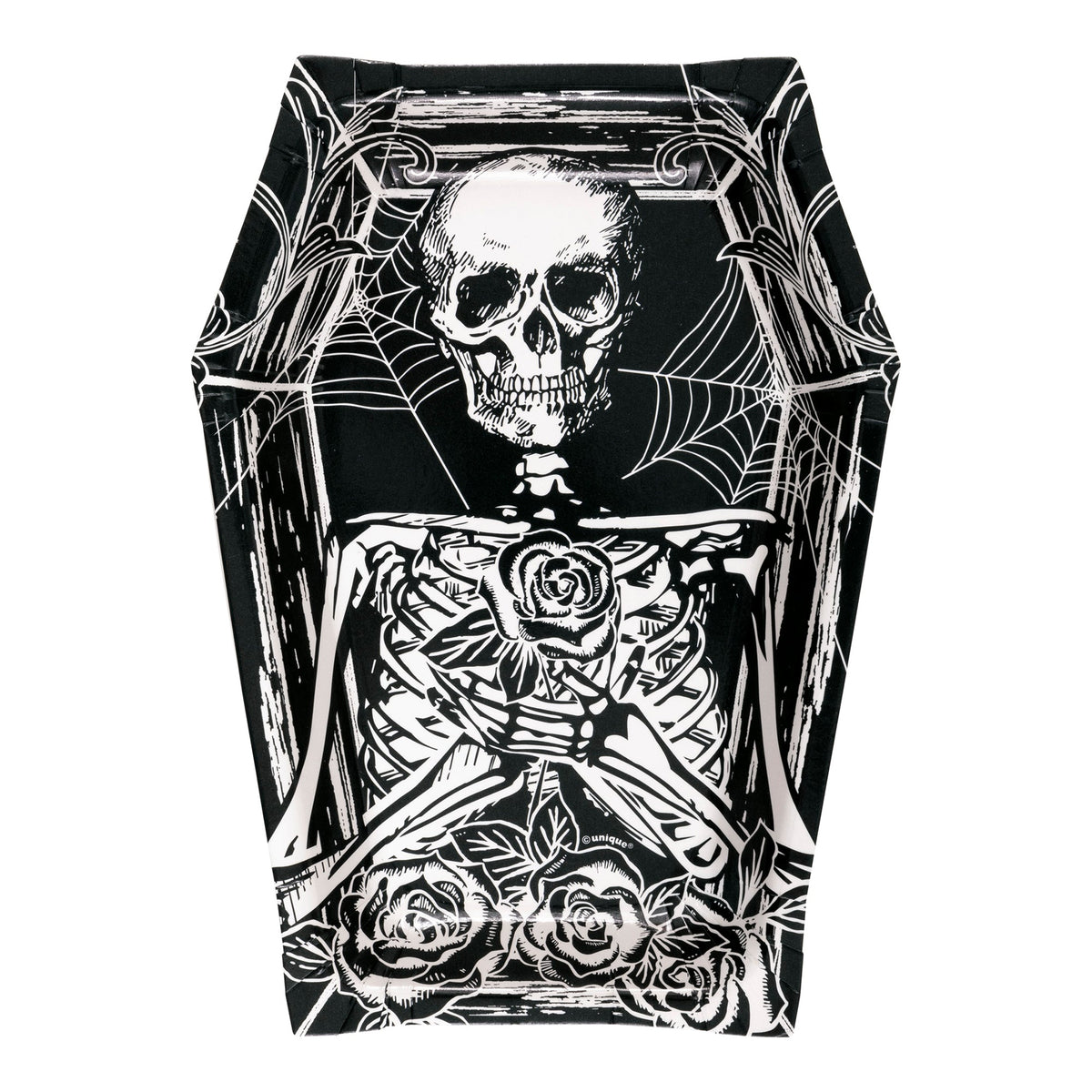 UNIQUE PARTY FAVORS Halloween Sketchy Skulls Large Lunch Paper Plates, 8 Inches, 8 Count 011179520541