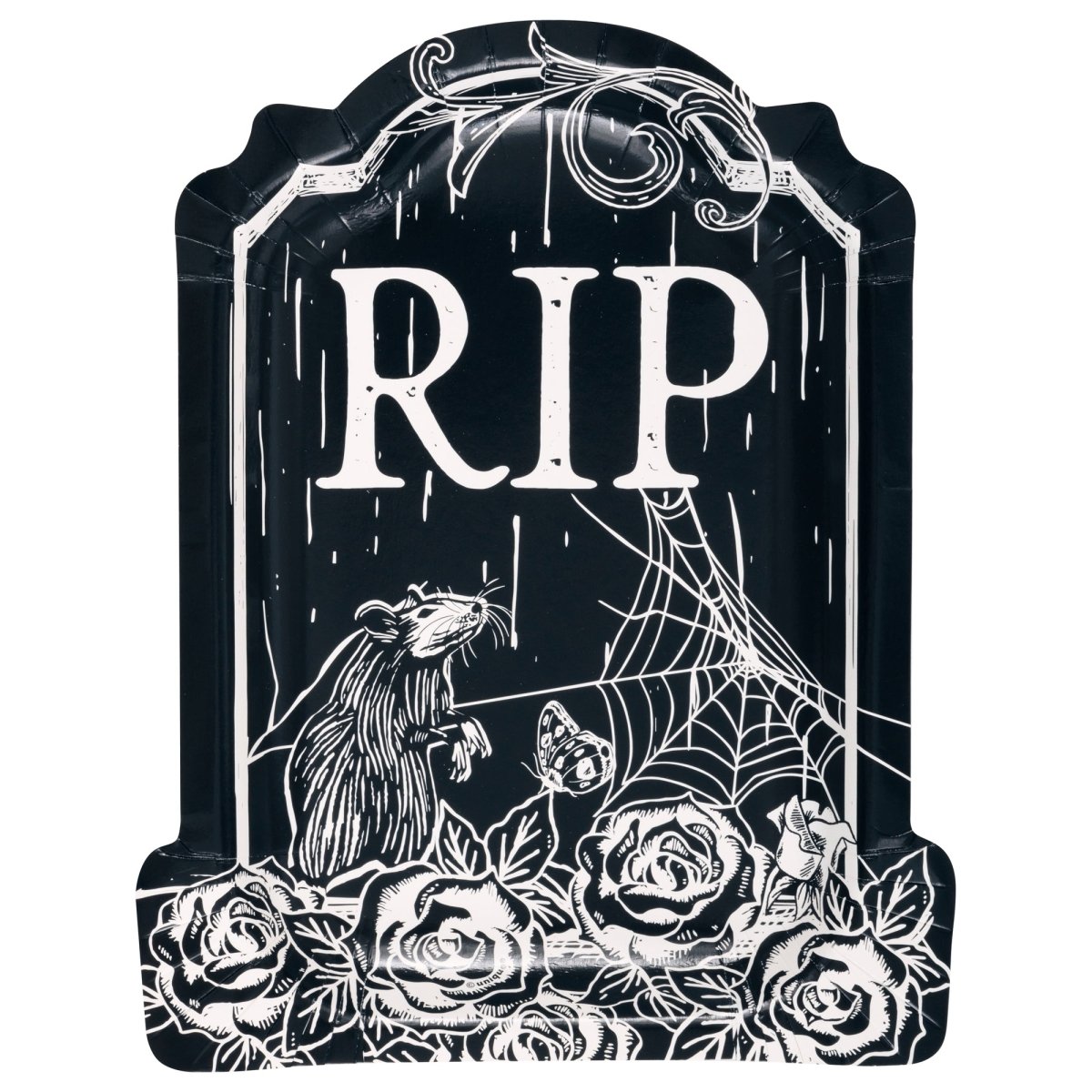 UNIQUE PARTY FAVORS Halloween Sketchy Skulls Large Lunch Paper Plates, 9 Inches, 8 Count 011179542956