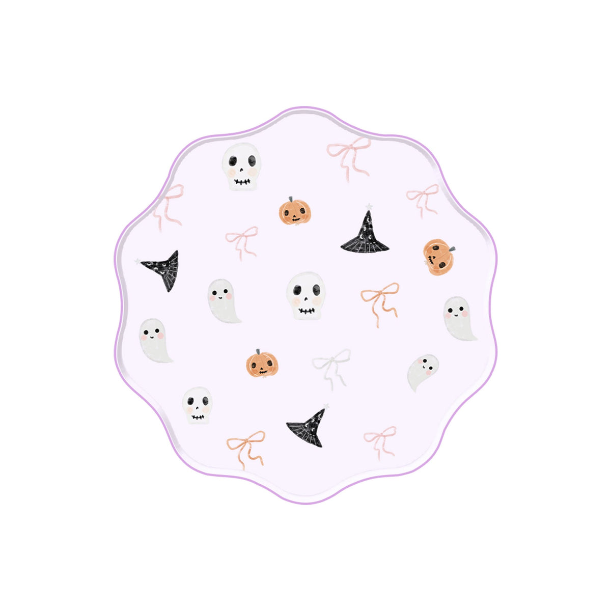 YIWU DAMAI Halloween Frightfully Adorable Large Scalloped Lunch Paper Plates, 8 Inches, 8 Count 840482501257