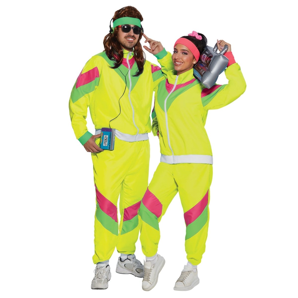 YIWU HUANGQUN CLOTHING CO. LTD Costumes 80s Plus Size Costume for Adults, Yellow Vest and Pants 840482501158